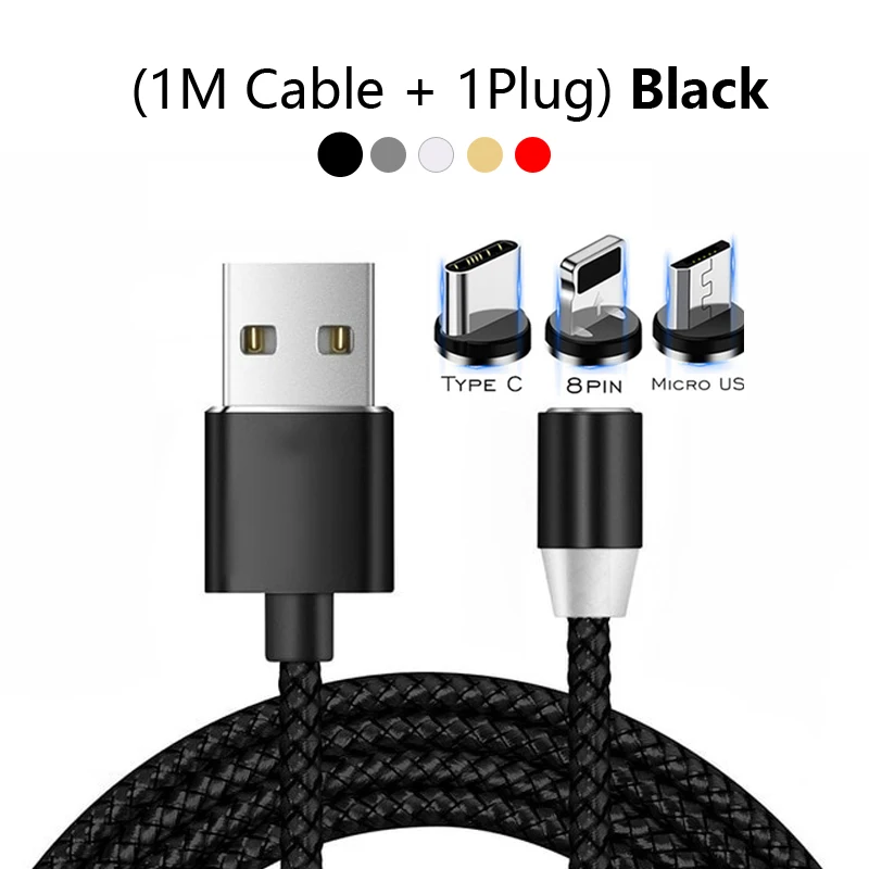 Лучший магнитный Usb кабель для быстрой зарядки, магнитный USB C адаптер для зарядки и передачи данных для iphone Xs Max X Xr 5 6 S 7 8 Plus ipad ipod XZ1 - Цвет: Black Cable Plug