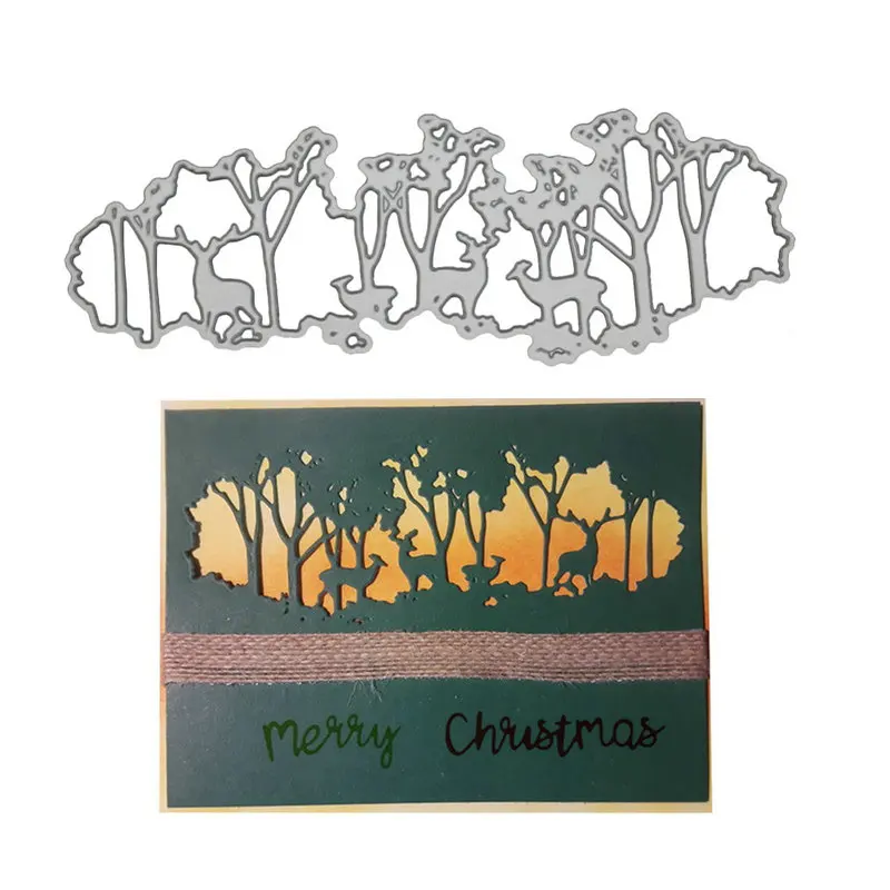 

Forest Deer Background Metal Cut Dies Stencils for Scrapbooking Stamp/Photo Album Decorative Embossing DIY Paper Cards
