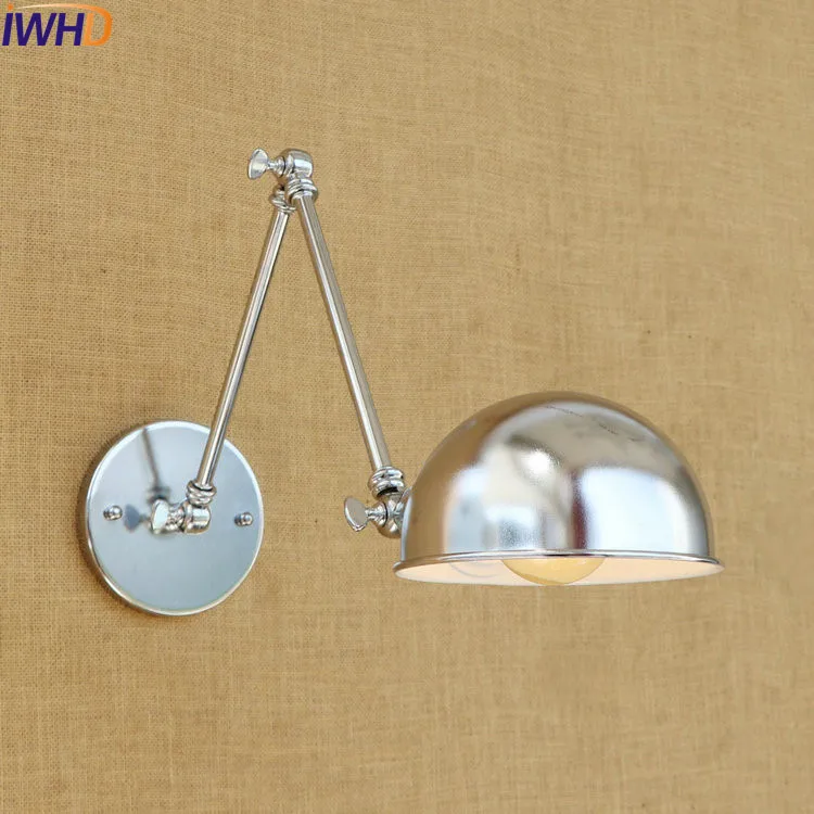 IWHD серебряный Ретро винтажный настенный светильник LED Wandlampen Swing настенная лампа с