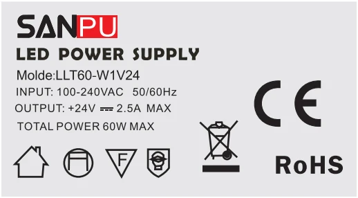 Sanpu smps 60 Вт 2A 24 В Питание блок переменного тока 220V 110V к DC 24 В светодио дный драйвер Трансформатор IP20 Алюминий для светодио дный s световой короб 24 вольт