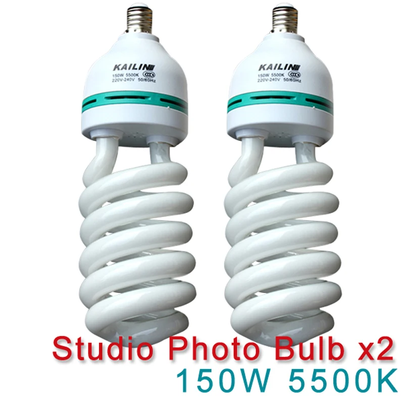 

Фотографическое освещение 2 шт. 150 Вт лампы E27 5500K CFL лампа дневного света для фотостудии энергосберегающая Люминесцентная Лампа