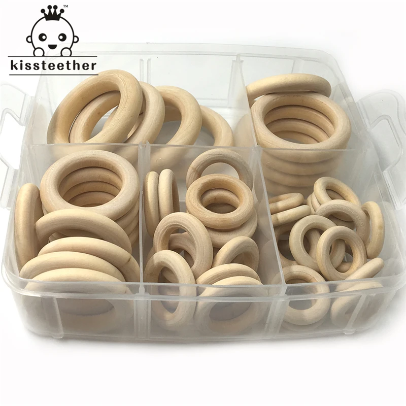 

Nature Montessori Baby Toy Organic Infant Teething Teether Toy Accessories Wooden Ring Set Necklace