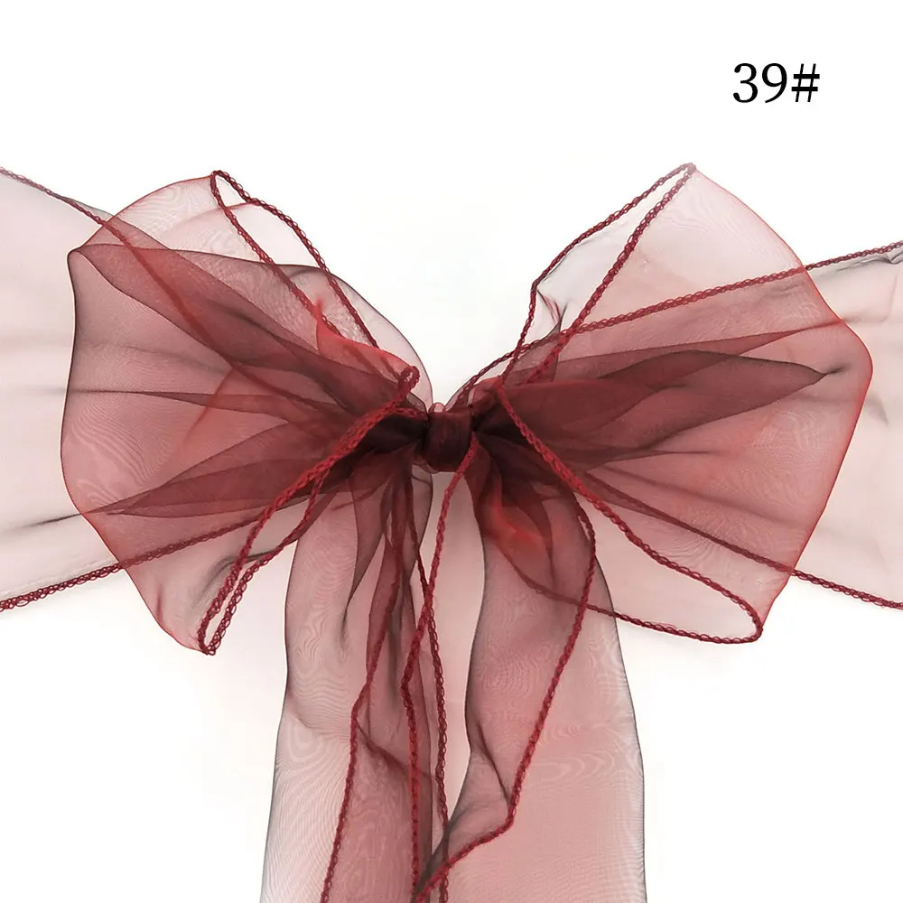 Chair Sash Bow 39 50 шт. 18 см* 275 см органза Свадебная лента на стул пояса платье с пышной фатиновой юбкой и бантом чехол для стула, стола бегунки для свадьбы или торжественного случая, украшенные вечерние украшения для самодельного изготовления - Цвет: Chair Sash Bow 39