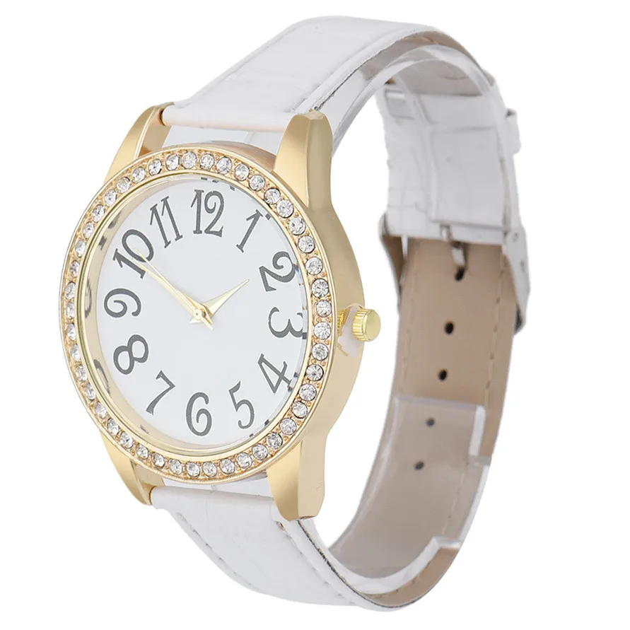 Relogio Feminino OTOKY Willby Женская мода большая цифра со стразами кварцевые циферблат кожа аналоговые наручные часы 161221 Прямая поставка