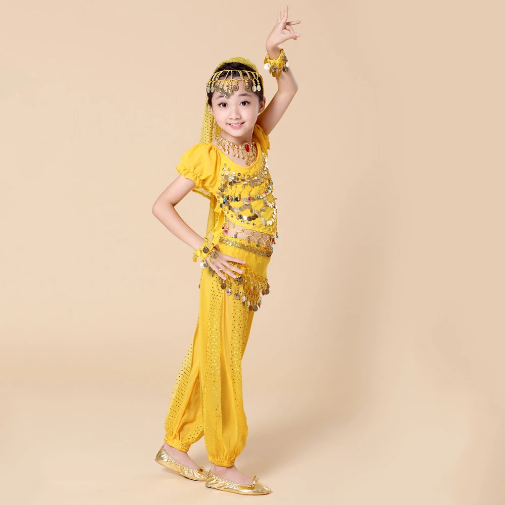 5 шт. детский костюм для танца живота с цепочкой на талию браслетом и головным