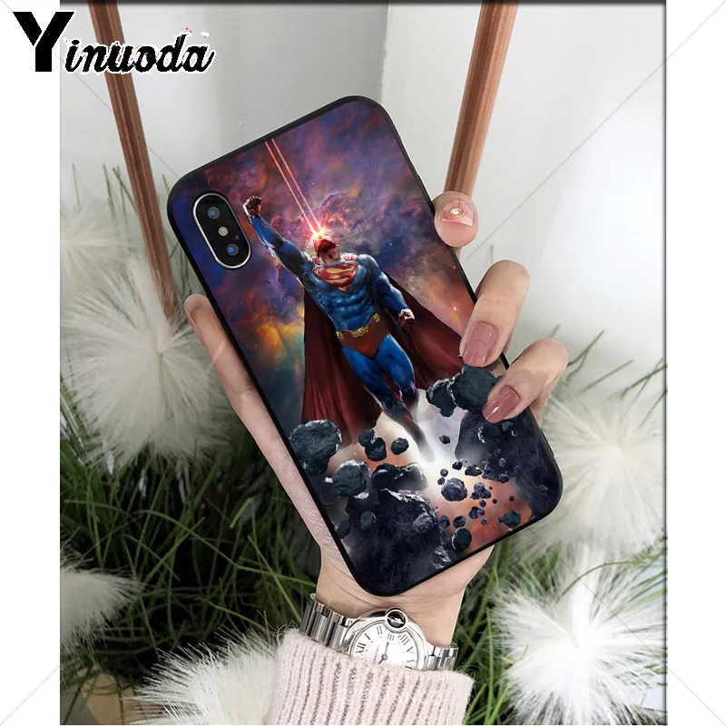 Yinuoda DC hero Супермен Силиконовый мягкий ТПУ Черный чехол для телефона для iPhone X XS MAX 6 6s 7 7plus 8 8Plus 5 5S SE XR