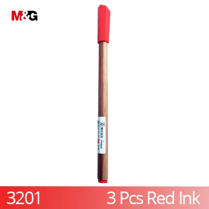 3 pcs 3201 red M& G 3 цветные черные, голубые чернила, высокое качество, деревянная гелевая ручка для письма школьника, милые офисные канцелярские принадлежности - Цвет: 3 pcs 3201 red