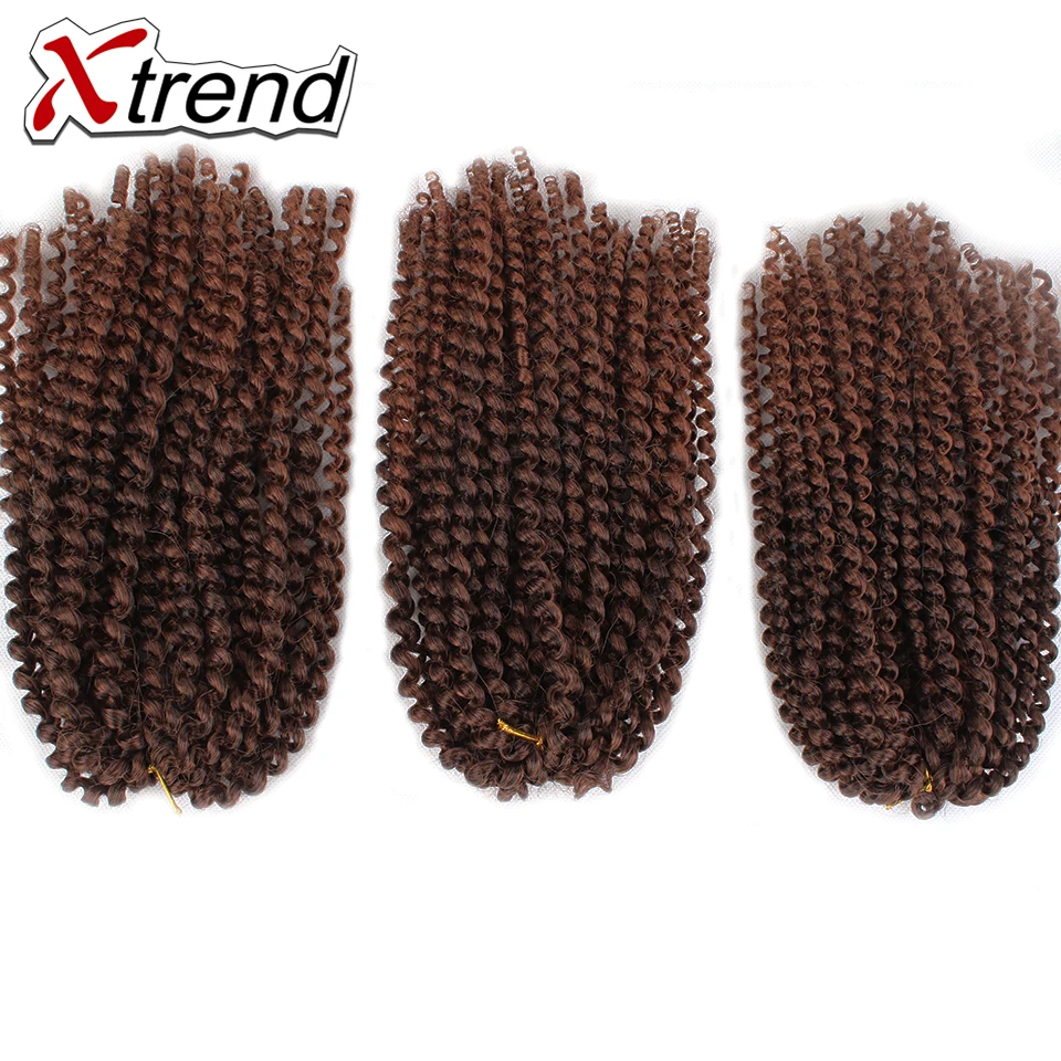 XTREND 6 Штук/Лот Синтетические Афро Кудрявые Крючком Плетеные Волосы 8 Дюймов Омбре Малибоб Термостойкие.