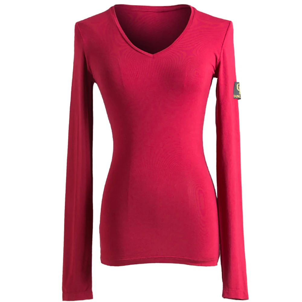 

Original Latin Dance Tops For Ladies Black Red Color Durable Modal Shirts Feminine Women Ballroom Modern Flamenco Clothes W1224