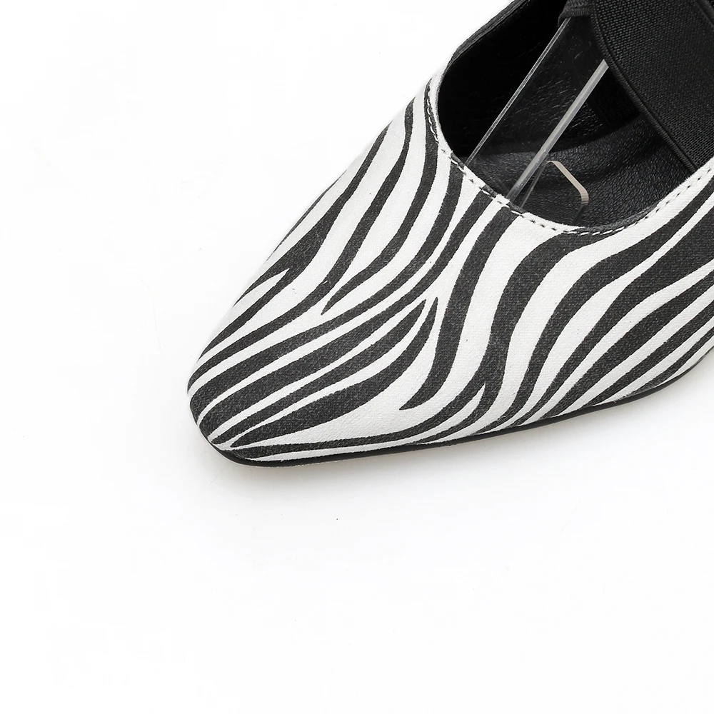 MIULAMIULA Brand Designers 2019 Summer Black White Striped High Square Heels Woman Pointed Shoes Cross Tie Lady Sandals 35-40 | Обувь
