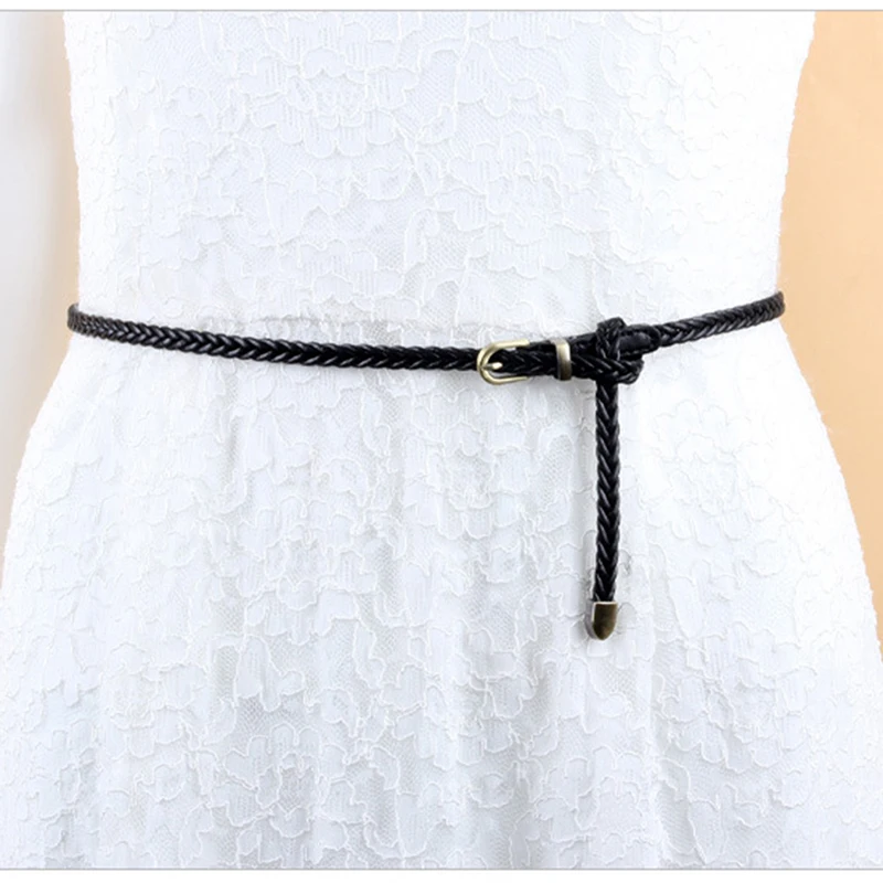 Ремень из искусственной кожи для женщин плетеный пояс с широкой пряжкой