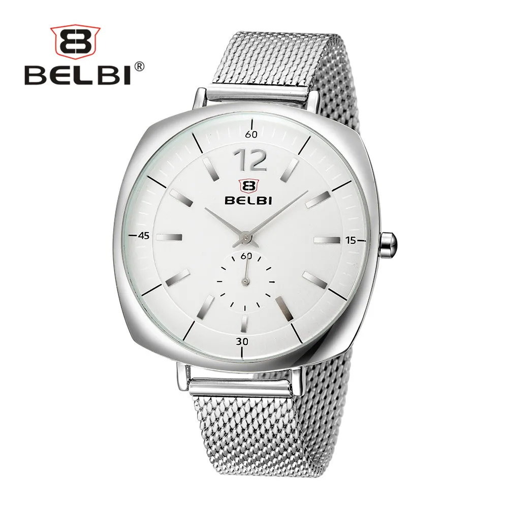 BELBI Личность Элегантные Мужские часы Новая мода стальной сетки кварцевые