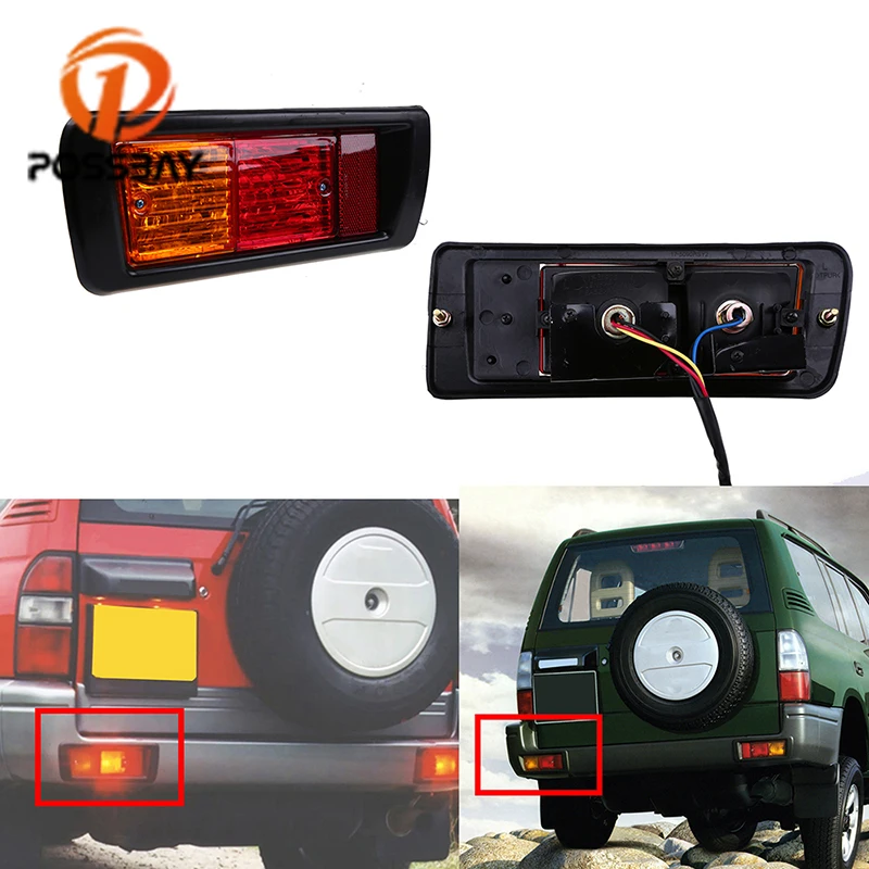 Posbay автомобильный Светодиодный отражатель заднего бампера для Toyota Land Cruiser Prado(90) 1997-2002 Предупреждение ющий тормозной задний противотуманный фонарь
