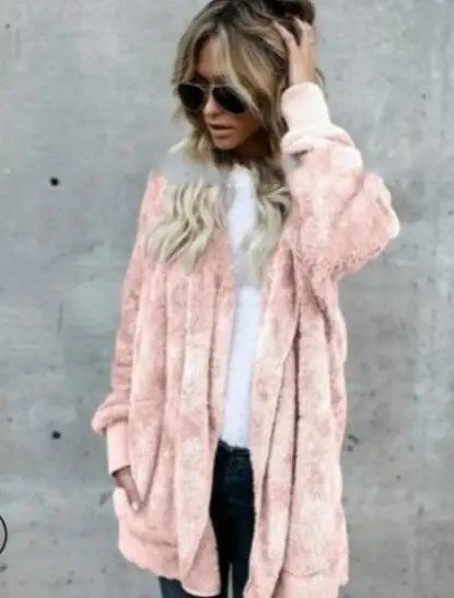 style4 Новогоднее весеннее пальто из искусственного меха плюшевого мишки, женская модная куртка с капюшоном и открытой строчкой, Женская пушистая куртка с длинным рукавом - Цвет: style4