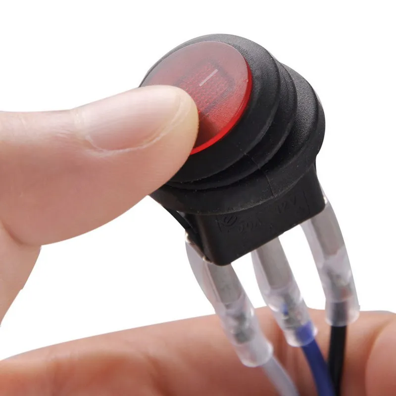 Красный светодиодный круглый 12 В 3pin вкл/выкл клавишный переключатель