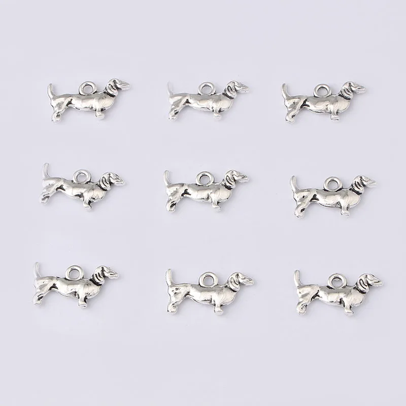 30pcs Antique Silver Animal Dog Charm Pendant For Bracelet Necklace Jewelry DIY Making Handmade 10x18mm | Украшения и аксессуары