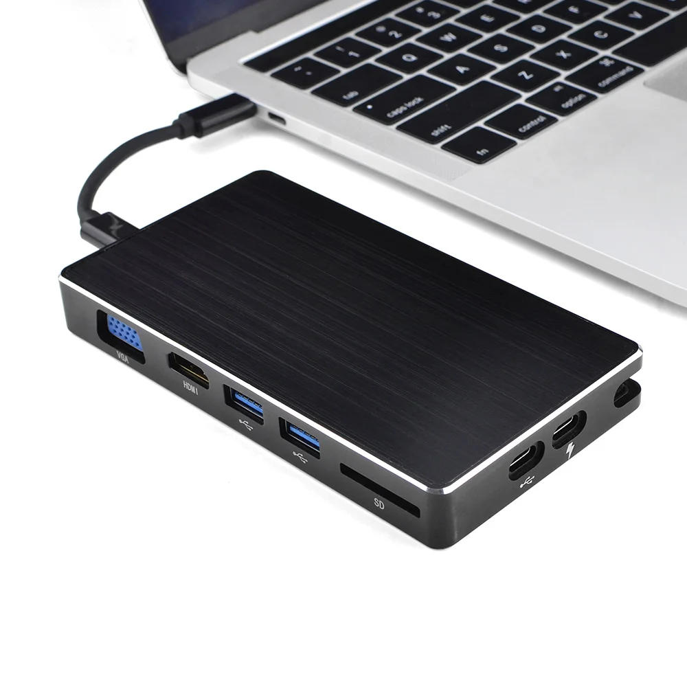 USB-C док-станции 8 все в одном Тип C к HDMI VGA SD USB 3 0 RJ45 сетевой адаптер концентратор с PD