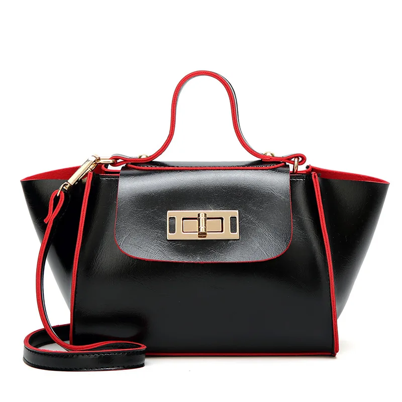 Женские кожаные сумочки сумки через плечо модная трапециевидная сумка с замком и