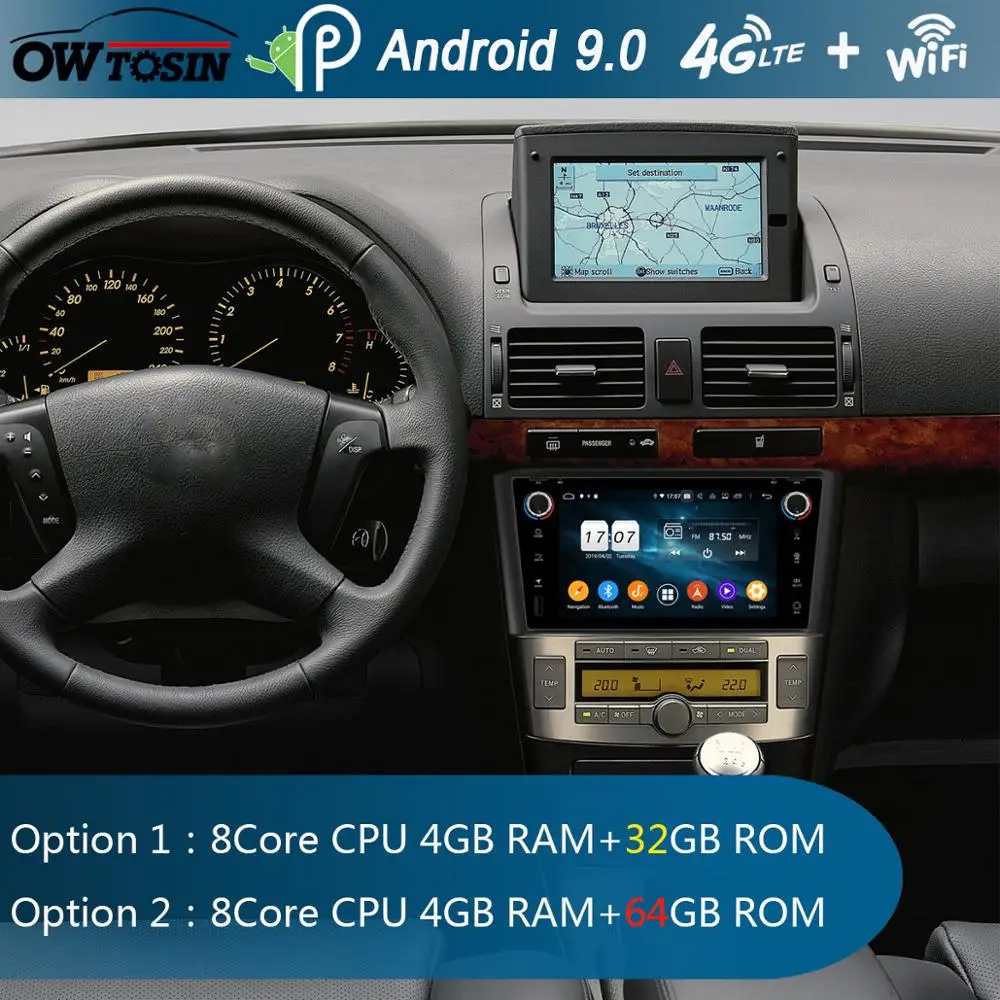 Автомобильный DVD-плеер 7 дюймов IPS 1024*600 8 ядер 4 Гб ОЗУ + 64 ПЗУ Android 9 0 для Toyota Avensis