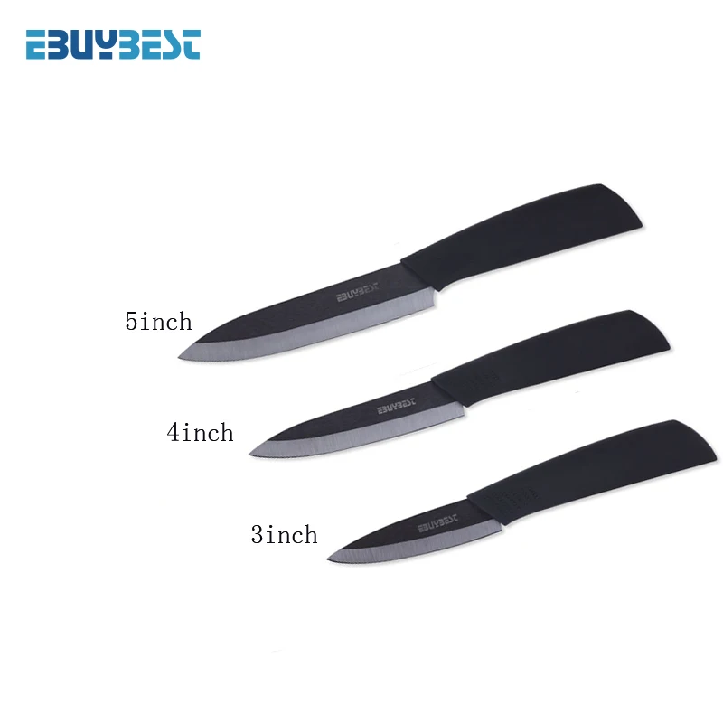 Kitchen Knives Ceramic Knives 3 4 5 6 inch Zirconia Black / White Blade Paring Fruit Vege Colorful Handle Ceramic knife Set - Цвет: BBlack 3 4 5