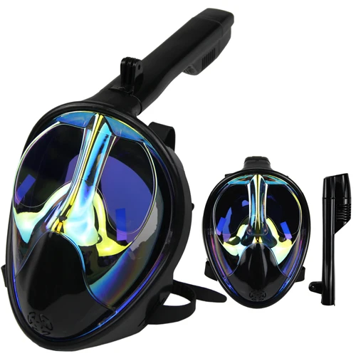 Gold lens-Black Крутая маска для дайвинга, мужская маска для дайвинга, маска для подводного плавания, анти-туман, маска для подводного плавания для мужчин, женщин и детей - Цвет: Gold lens-Black