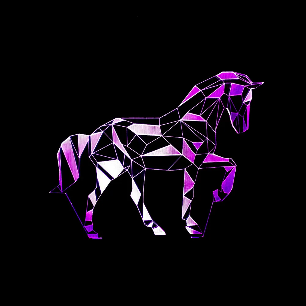 7 цветов Зебра Лошадь лампа 3D визуальные Светодиодные ночные светильники для