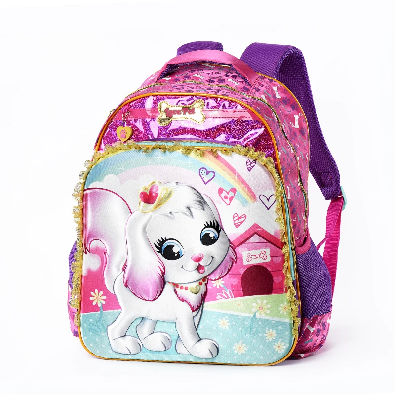 Мультяшная 3D детская школьная сумка на колесиках милые сумки для собак Книжная