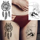 OMMGO перо снов планет волк Ловец снов сосновый лес временная татуировка наклейка ненастоящее тату черное геометрическое искусство на заказ