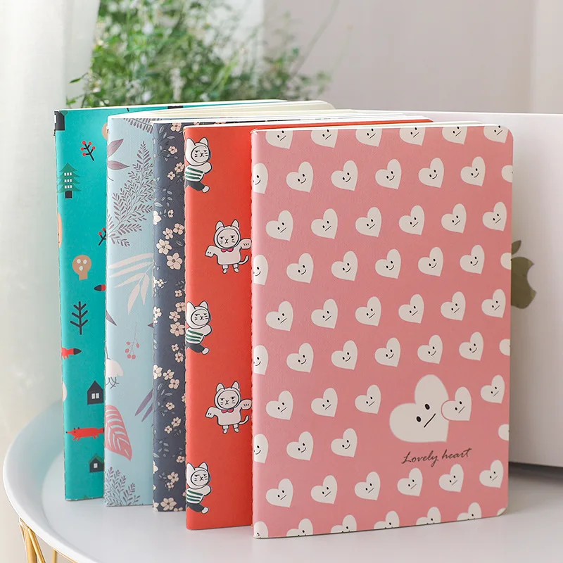 Милый блокнот формата А5 4 шт. бумажный с узором в виде сердца и утки милые