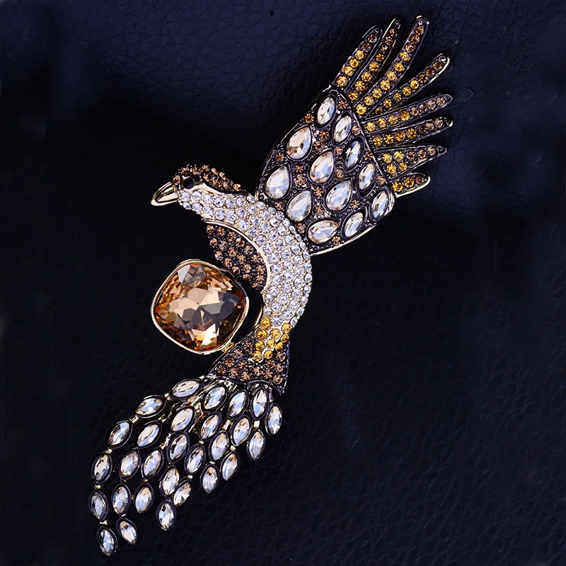 Новая популярная Винтажная брошь с орлом из фианита Мужская аксессуар R04283|Броши|