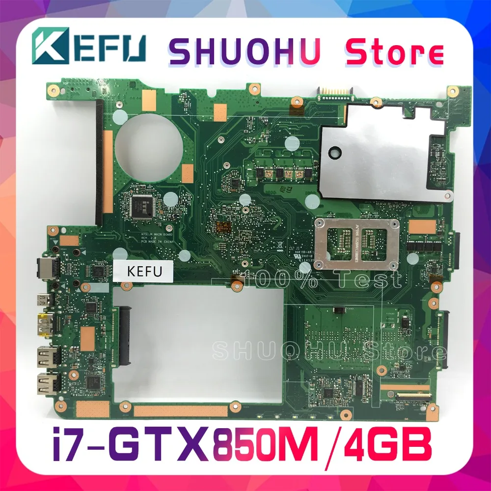 KEFU для ASUS N751JK N751JX N751J I7-4710HQ процессор GTX850M материнская плата для ноутбука протестированная оригинальная материнская плата