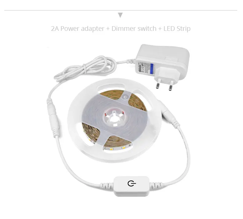 Диммируемый 5 м светодиодный светильник 12 В 4040 SMD сенсорный выключатель 110 В-220 В 2 А источник питания для шкафа шкаф кухонный светильник