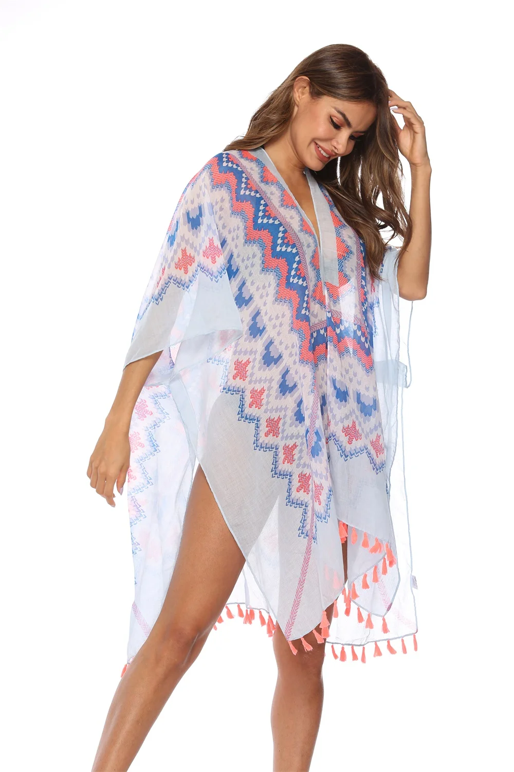 Бесплатная доставка новинка 2019 женское кимоно винтажное цветочное Пляжное