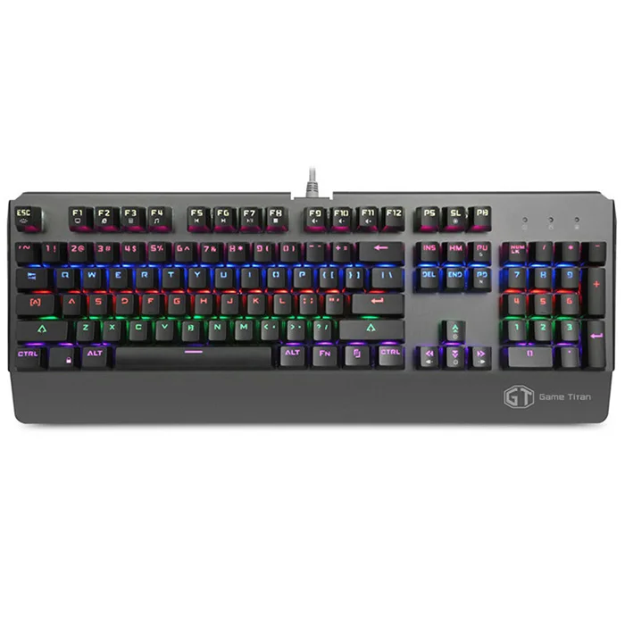 Black Delux KM06 Проводная игровая механическая клавиатура 104 стандартных клавиш синий переключатель смешанный цвет подсветка для Windows XP/Vista/7/8/10 - Цвет: Black