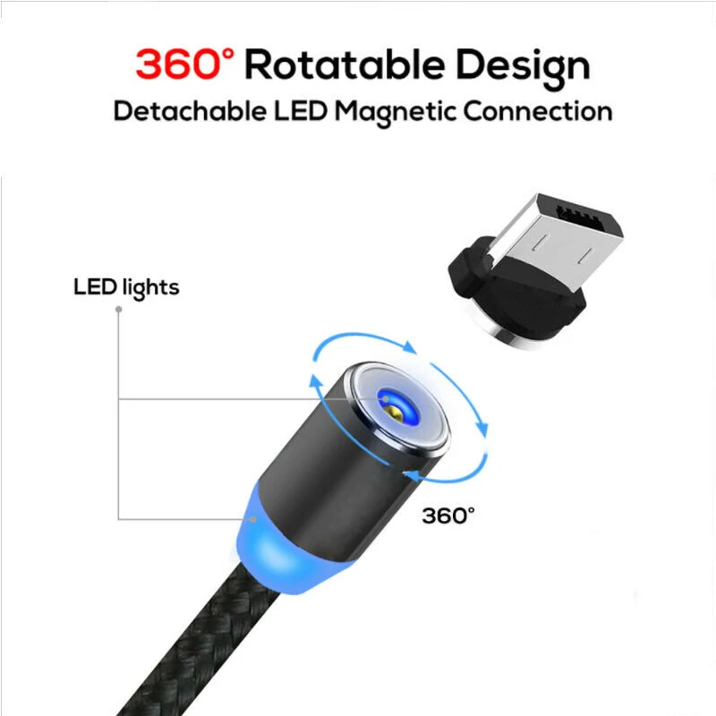 Магнитный зарядный кабель 1 ~ 3 м Micro usb type C для iPhone 8 7 6S LG Lot|Кабели мобильных