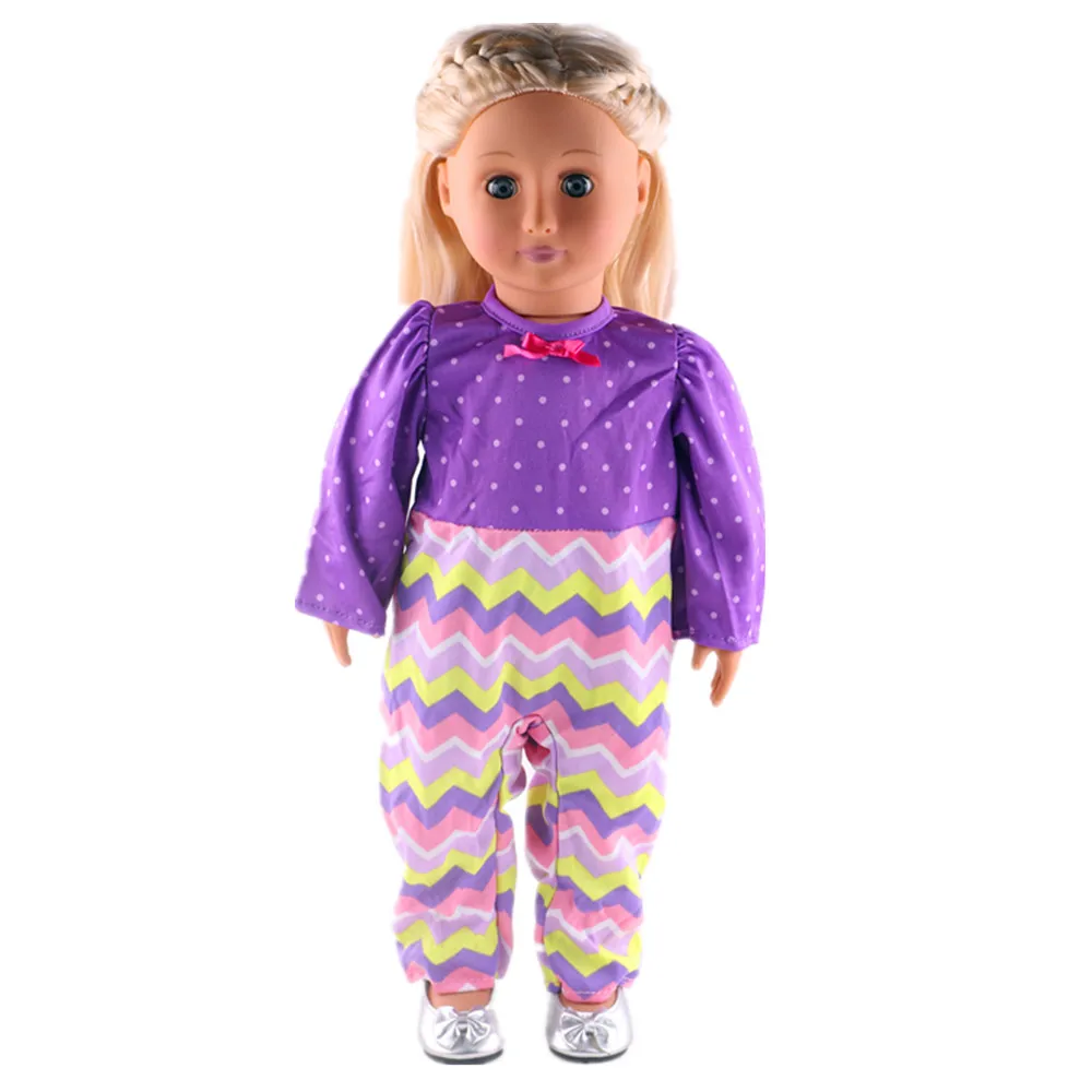 Фиолетовый комбинезон Одежда для куклы подходит 18 &quotамериканской 43 см лучший