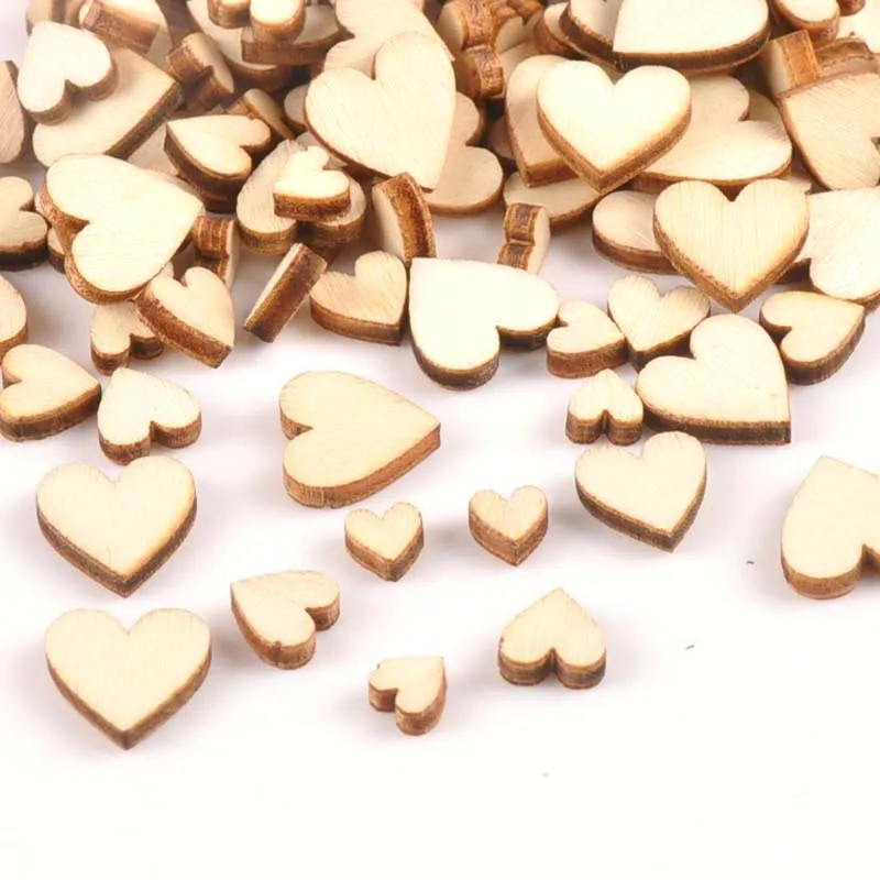 100 шт Смешанные Природные Мини Сердце деревянные пластинки DIY Искусство Скрапбукинг Ремесло домашний Декор деревянный без финишной отделки украшения 6-12 мм m1686