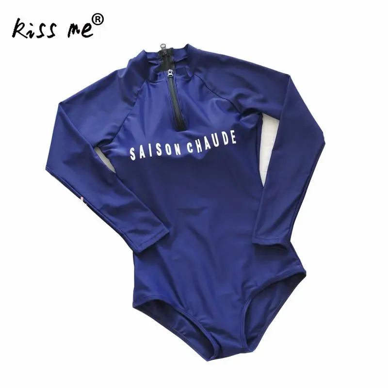 Женский купальный костюм из двух частей на молнии с защитой от солнца и длинным