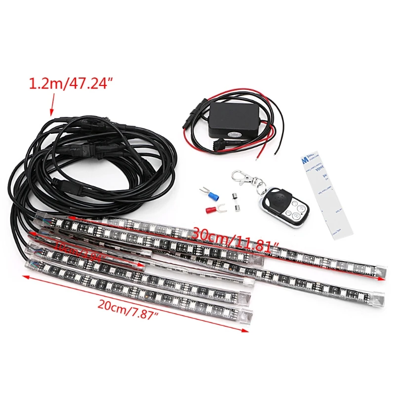 

8 Pcs 5050 SMD Strip Flexible RGB Flashing Light LED Remote Control Motorcycle
