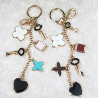 quality no brand keylock heart clover car keychain bag hanger keyring for women female novelty gifts wholesale retail