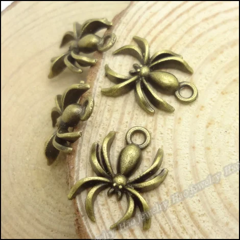120 шт Подвески Паук Кулон Античный бронзового цвета из цинкового сплава Fit