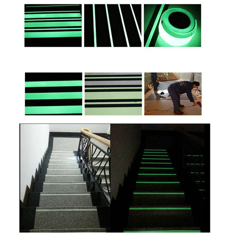 2ps 5cmx5m Reflective Warning Tape Danger Caution Barrier Remind Work Safety Protection Adhesive Tapes Marked Stairs Floor DJD01