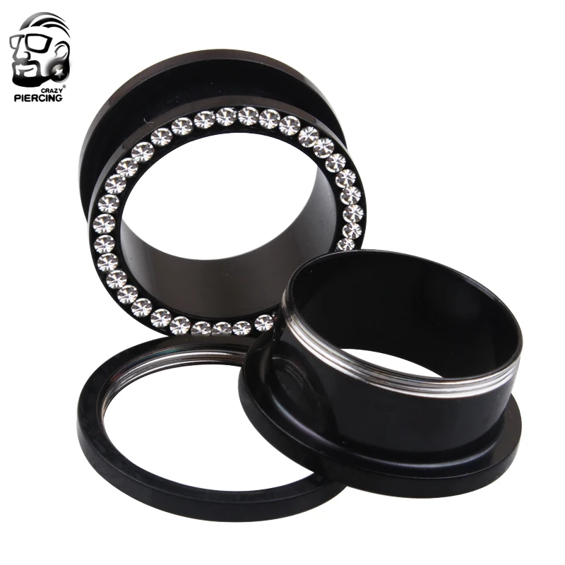 Пара из нержавеющей стали с кристаллами вставные серьги заглушки винтовые