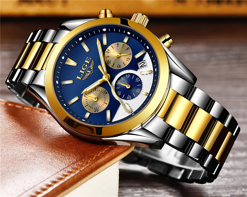 Montre Homme Часы для мужчин люксовый бренд LIGE Хронограф Мужские спортивные часы водонепроницаемые полностью Стальные кварцевые мужские часы Relogio Masculino