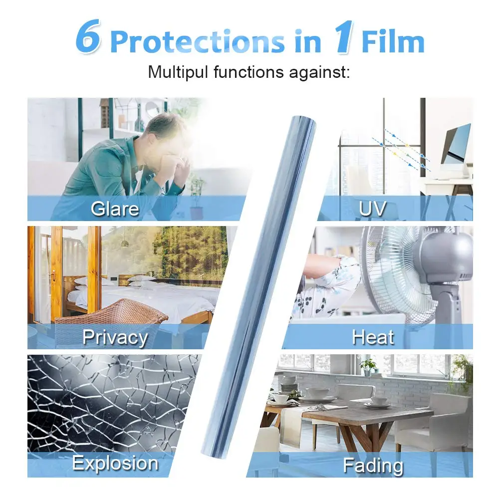 200 см оттенок Серебряный зеркальный Солнечный Отражающий оконная пленка Съемный