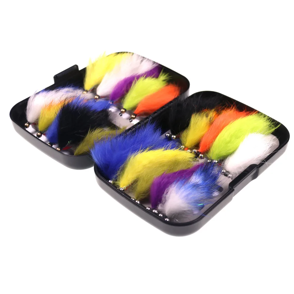 Bimoo 20 шт./кор. Ассорти Цвет#4 заяц полосы Zonker Fly для форель коричневыми цветами радуги бас рыболовные приманки ленточки в коробка для мушек