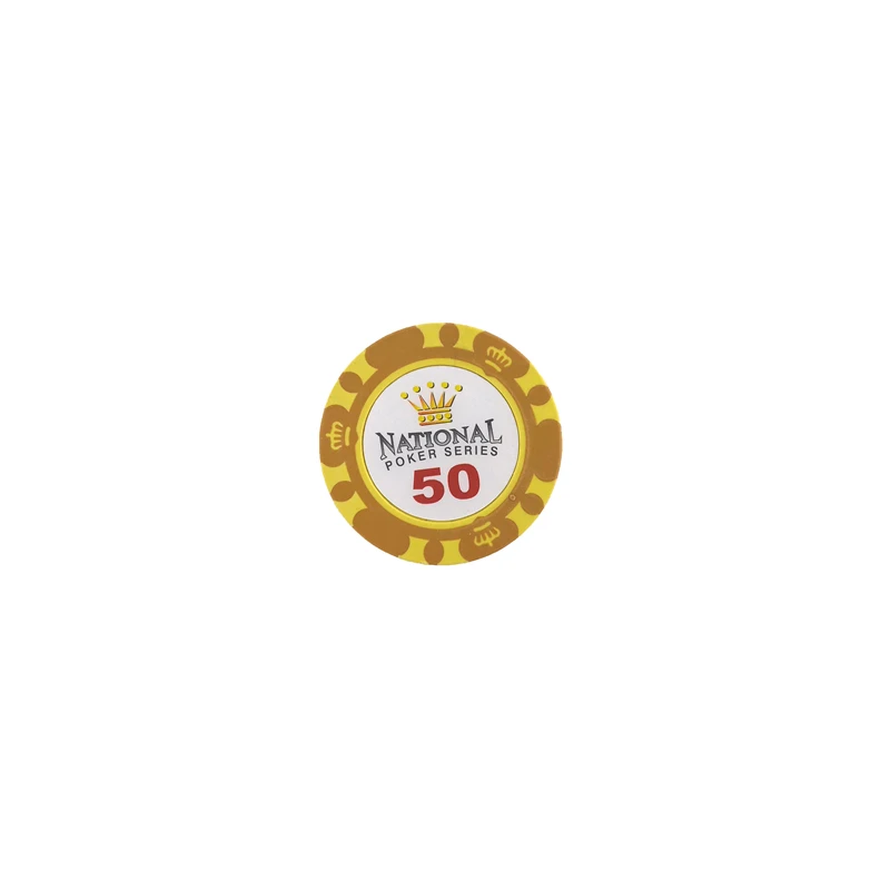 50 face value Yernea 1 шт. 14 г фишки для покера Корона липкая глина монета Baccarat Texas Hold'em покерный набор для Короны игральные карты чипы 11 цветов - Цвет: 50 face value
