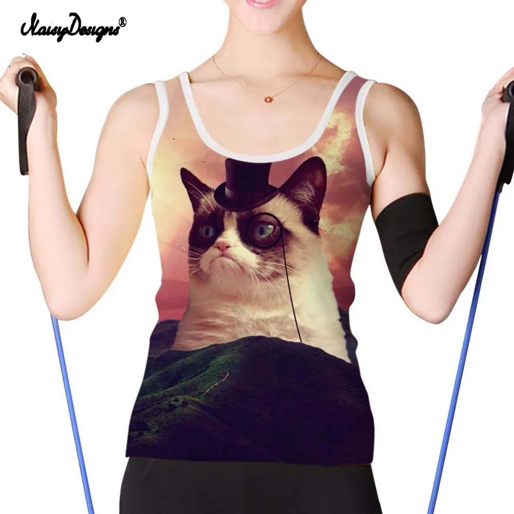 NoisyDesigs милые 3D Cat Для женщин топы изображениями животных женские укороченные Feminino