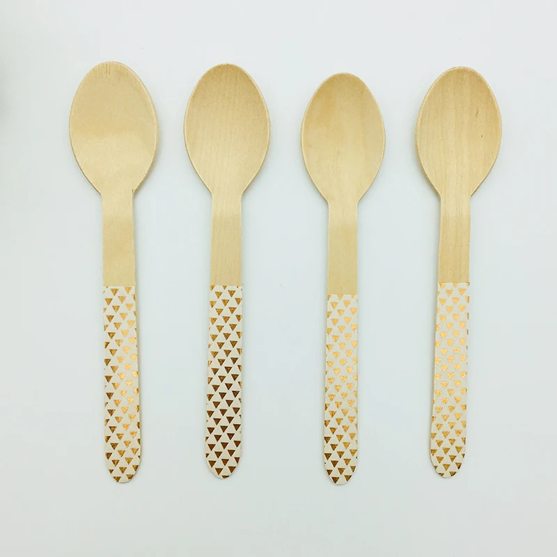 12 шт Розовый золотой деревянный нож вилка ложка послеобеденный чай торт вечерние