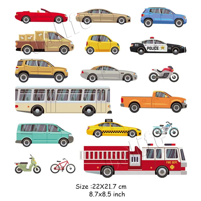 17 шт./лот нашивки для детей с несколькими автомобилями моющиеся наклейки на